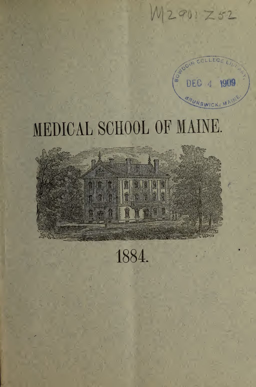 Miniature of Bowdoin College - Medical School of Maine Catalogue  (1884)