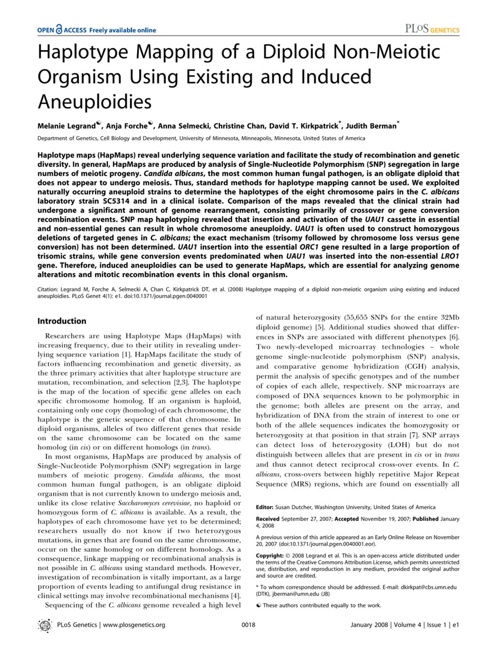 Miniature of Haplotype mapping of a diploid non-meiotic organism using existing and induced aneuploidies