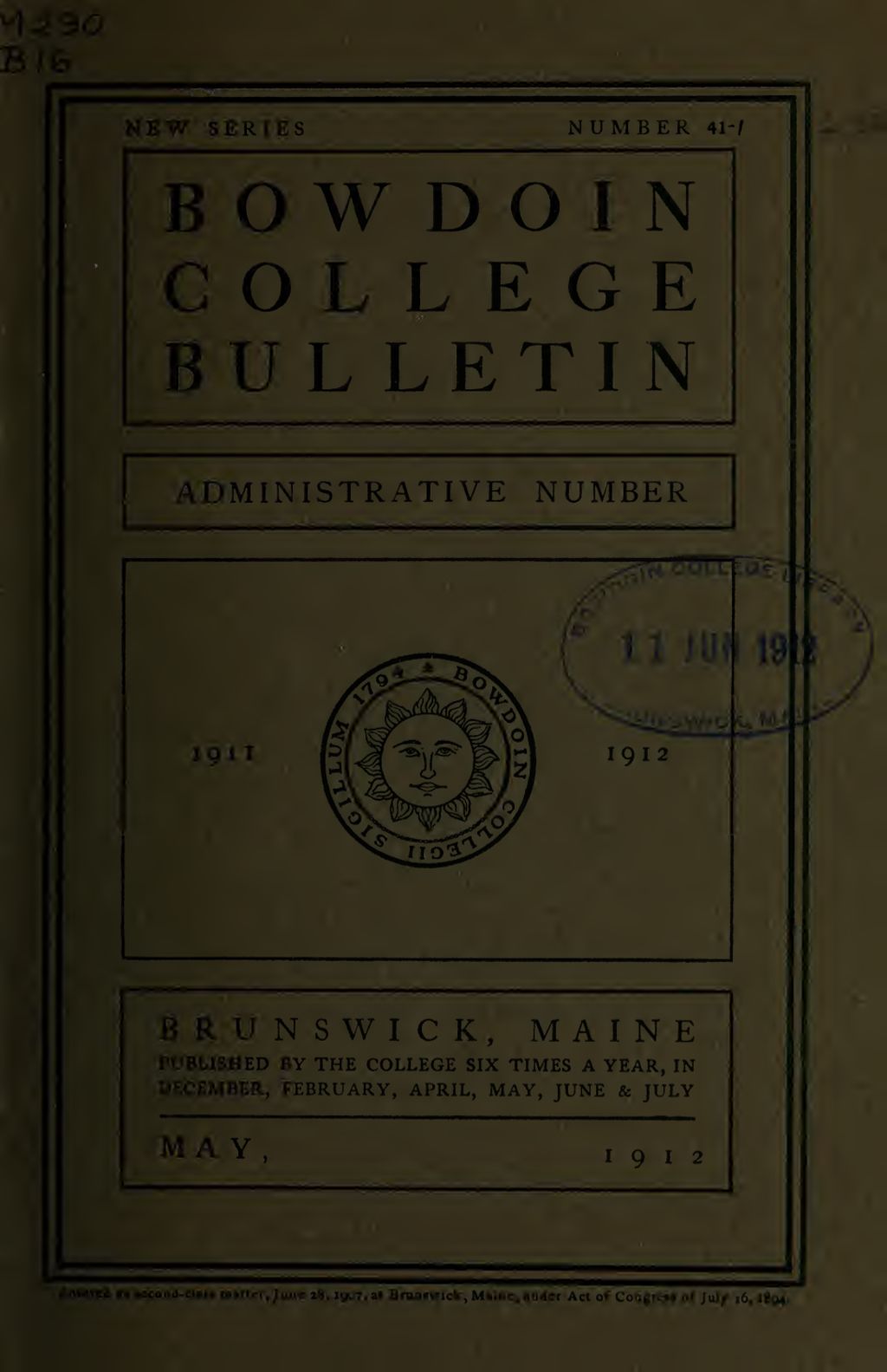 Miniature of Report of the President, Bowdoin College 1911-1912