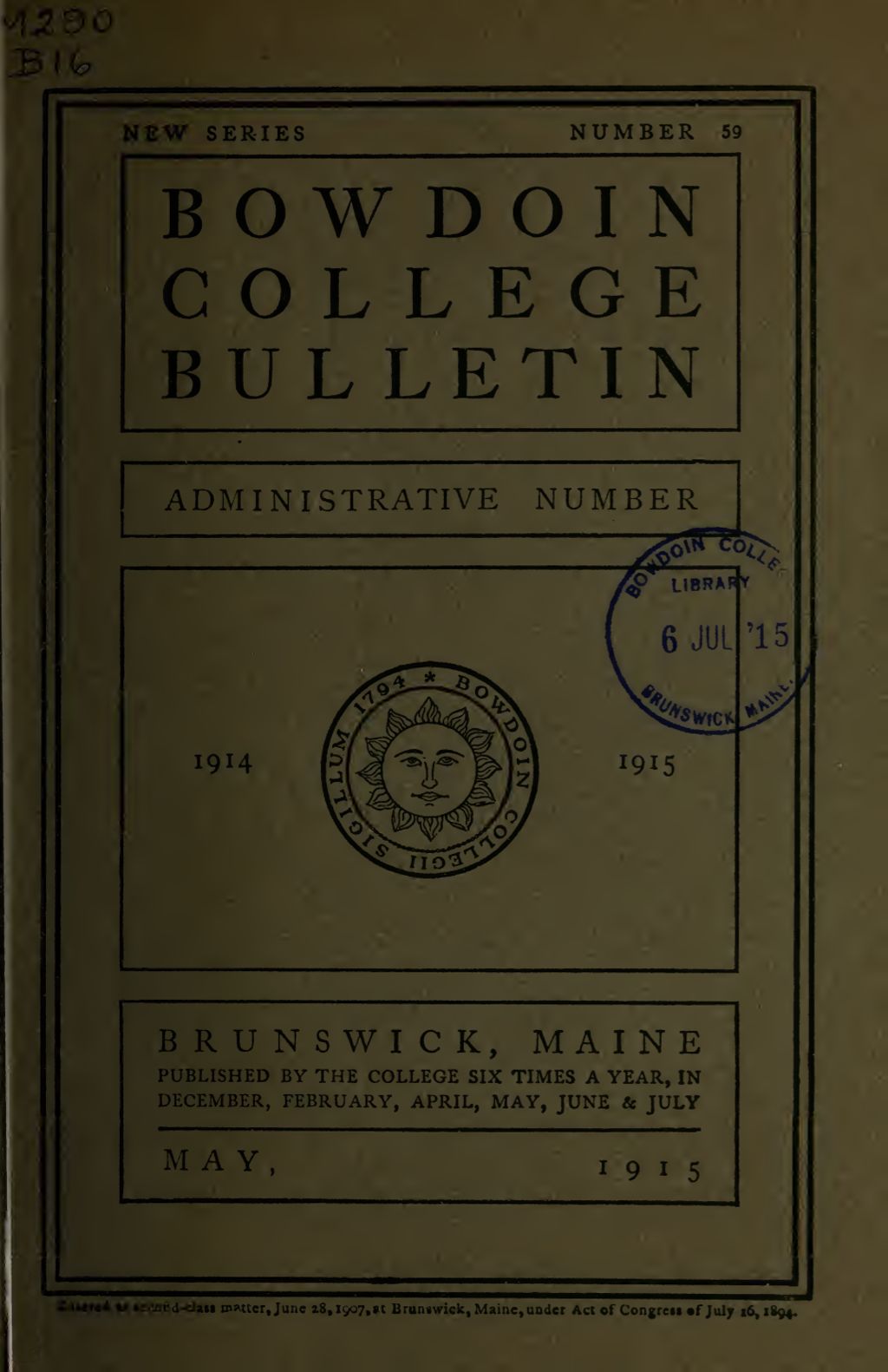 Miniature of Report of the President, Bowdoin College 1914-1915