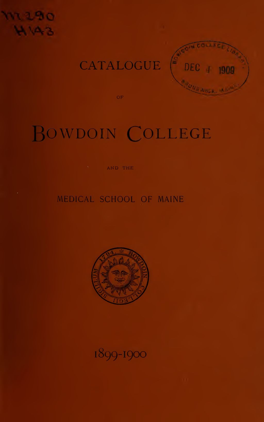 Miniature of Bowdoin College Catalogue (1899-1900)