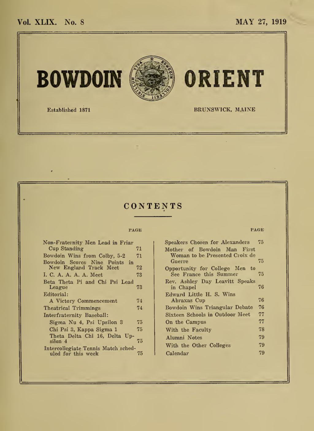 Miniature of Bowdoin Orient, v. 49, no. 8