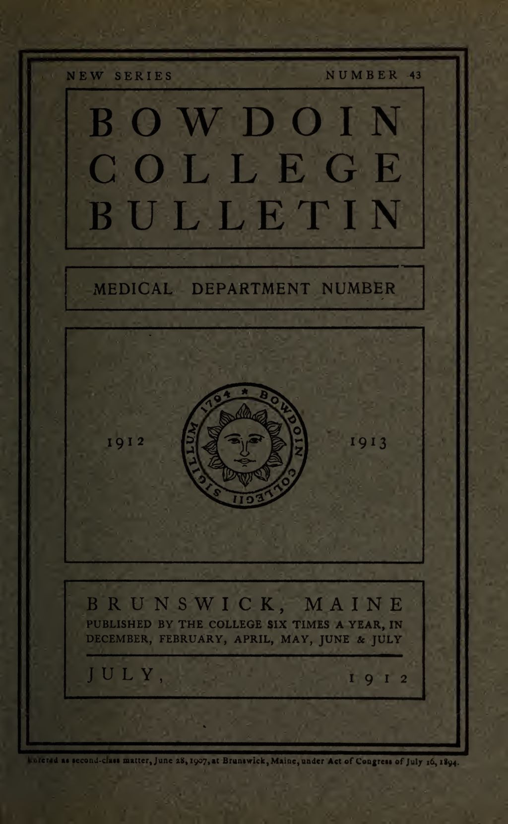 Miniature of Bowdoin College - Medical School of Maine Catalogue  (1912-1913)