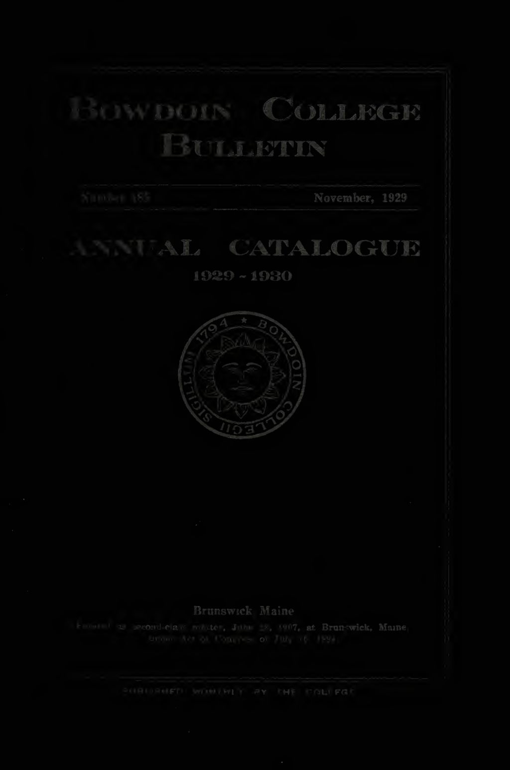 Miniature of Bowdoin College Catalogue (1929-1930)