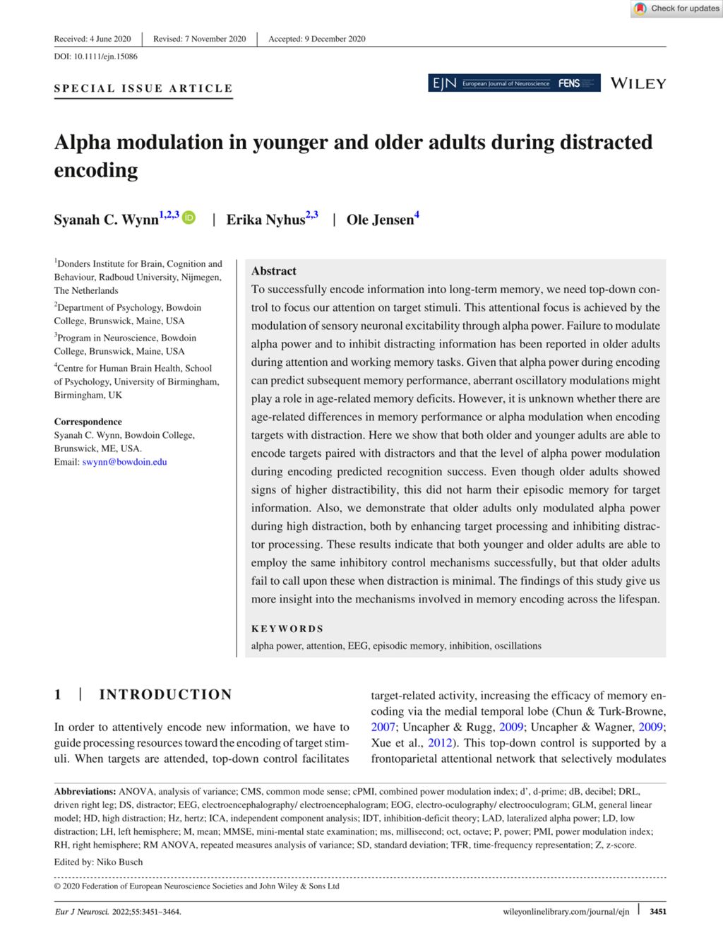 Miniature of Alpha modulation in younger and older adults during distracted
encoding