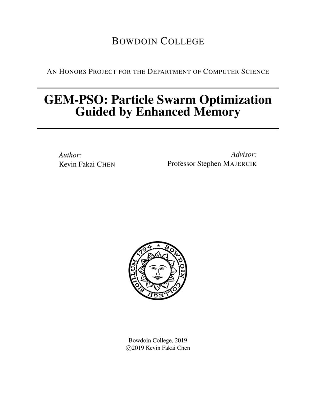 Miniature of GEM-PSO: Particle Swarm Optimization Guided by Enhanced Memory