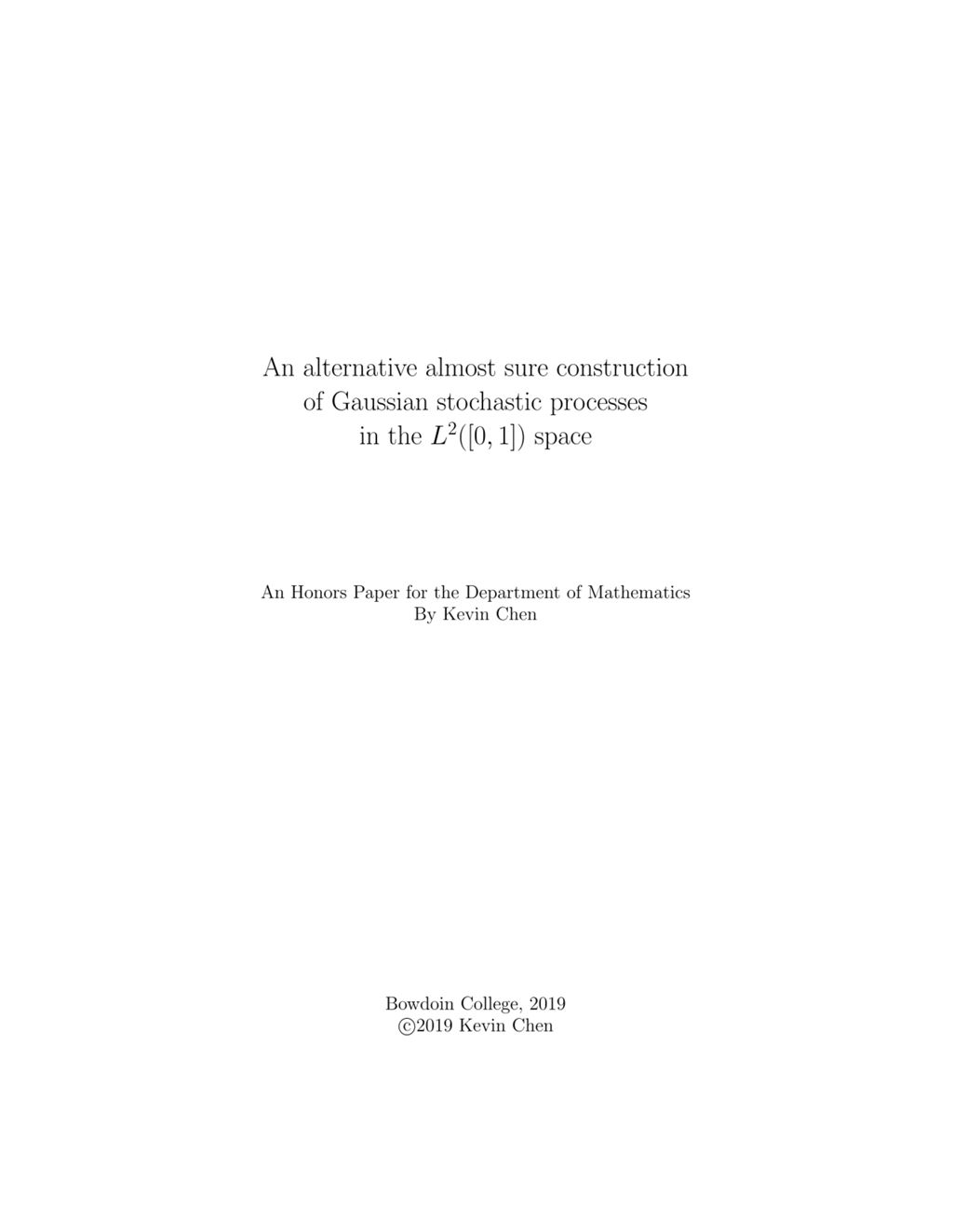 Miniature of An alternative almost sure construction of Gaussian stochastic processes in the L﻿2﻿([0,1]) space