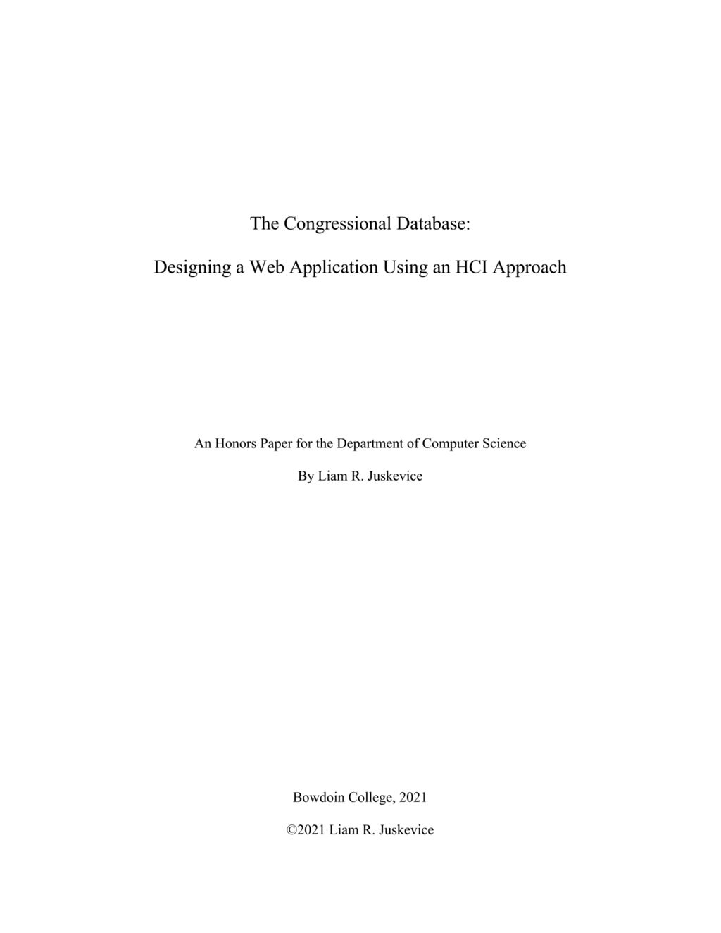 Miniature of The Congressional Database:  Designing a Web Application Using an HCI Approach