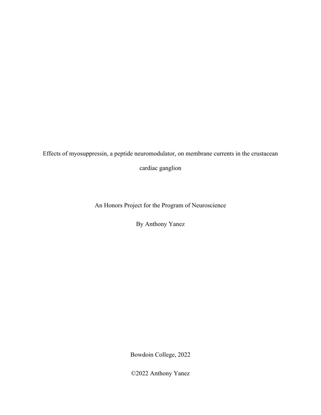 Miniature of Effects of myosuppressin, a peptide neuromodulator, on membrane currents in the crustacean cardiac ganglion