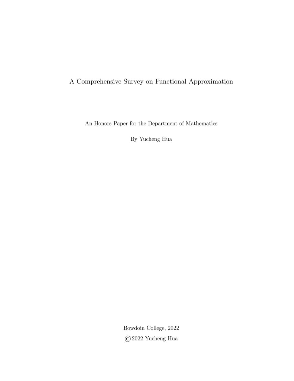 Miniature of A Comprehensive Survey on Functional Approximation