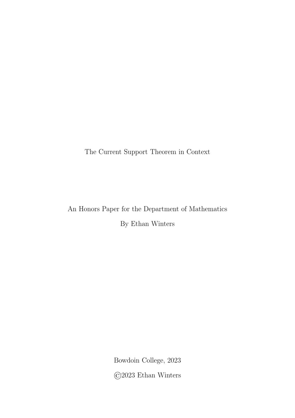 Miniature of The Current Support Theorem in Context