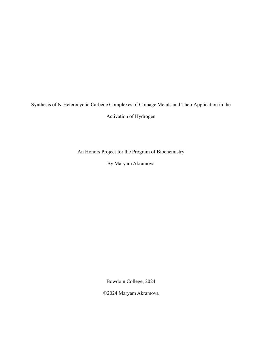 Miniature of Synthesis of N-Heterocyclic Carbene Complexes of Coinage Metals and Their Application in the Activation of Hydrogen