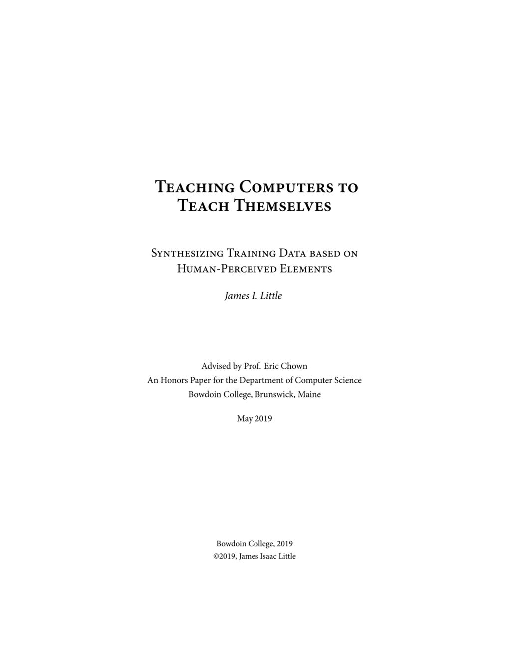 Miniature of Teaching Computers to Teach Themselves: Synthesizing Training Data based on Human-Perceived Elements